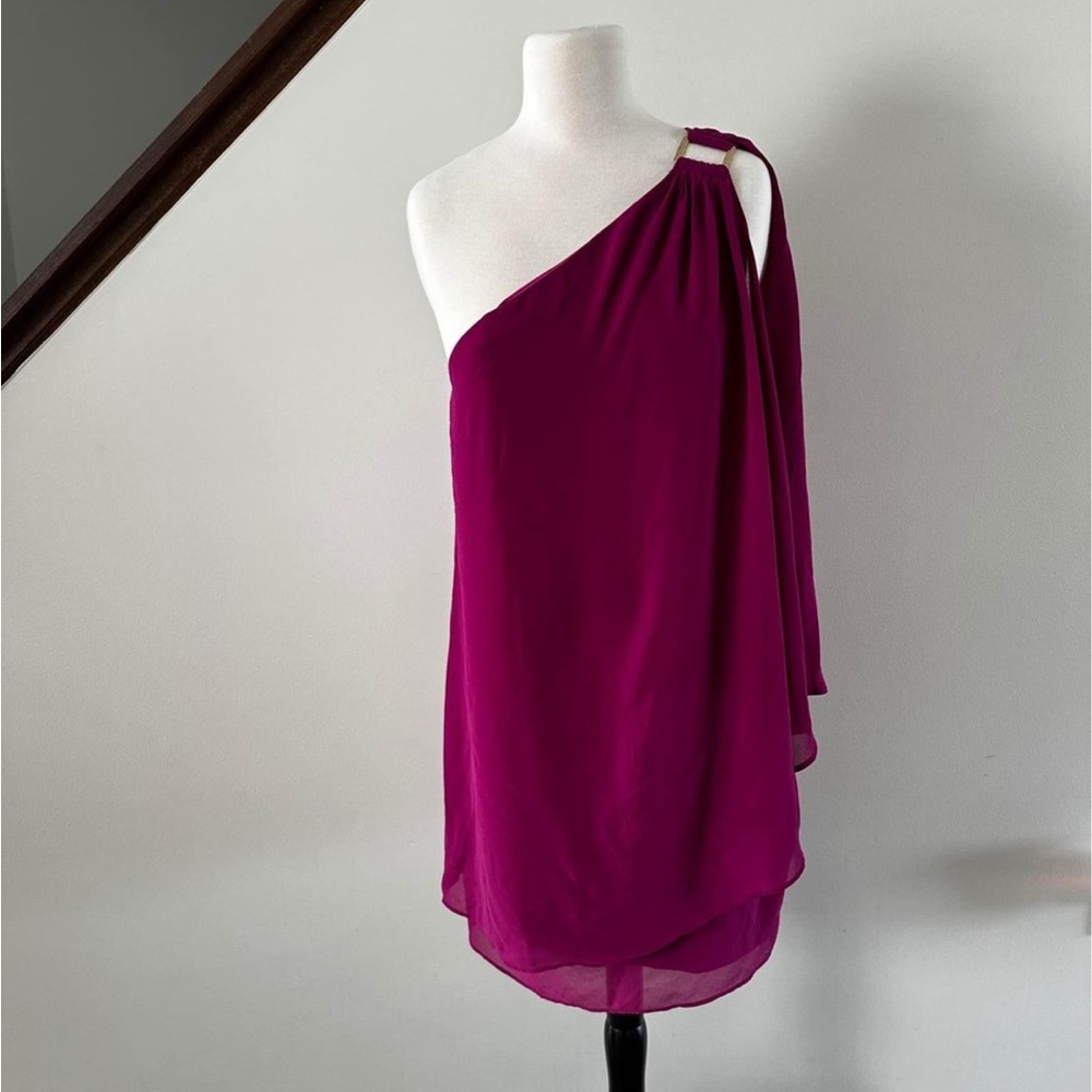 One shoulder fuchsia cocktail dress, Large
